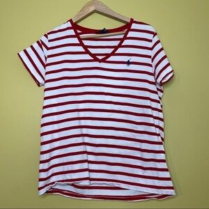 40. Ralph Lauren Red Striped Short Sleeve Shirt